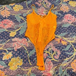 Orange Lace Bodysuit